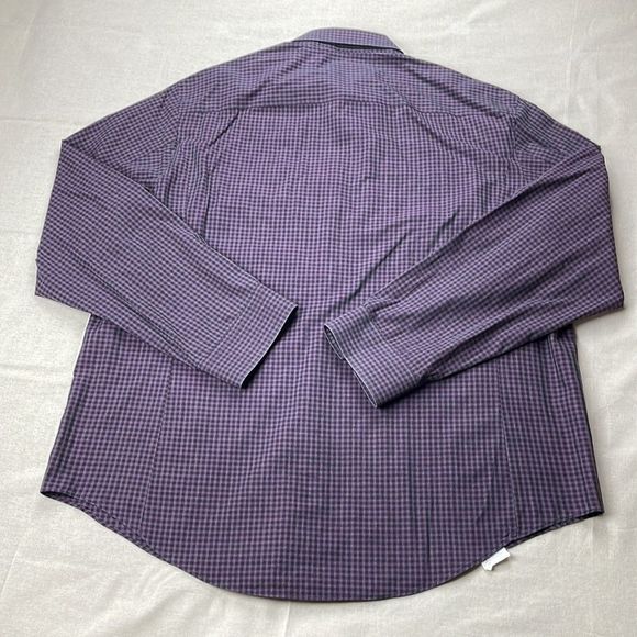 Calvin Klein Shirt Mens Size 16.5 34/35 Purple Gingham Slim Stretch Button Down - Picture 3 of 9